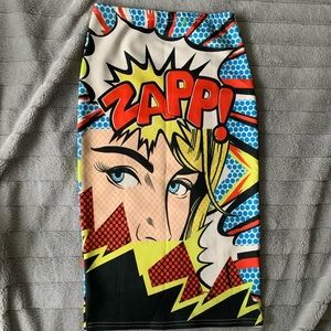 *BUY 2 GET 1 FREE* Comic Book Printed Midi Skirt